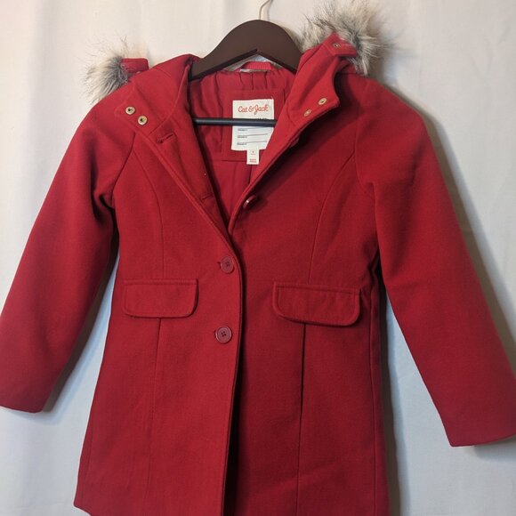 Cat and Jack Girls Red Winter Coat Size (Little Girl) Small - Picture 1 of 6